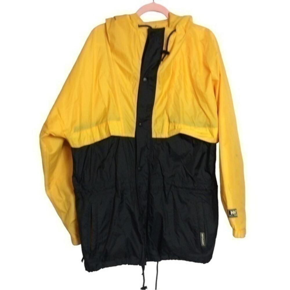 Helly Hansen black and yellow windbreaker/rain jacket. Medium